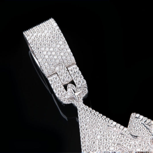 Custom Iced-Out Statement Pendant with Moissanite Diamond Detailing and Enamel Accents