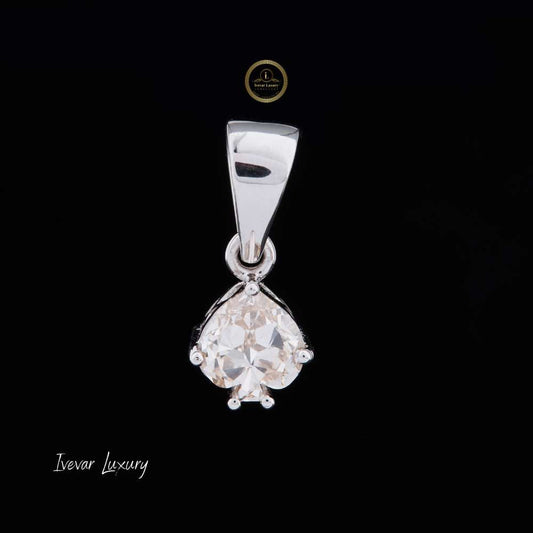 Antique Cut Moissanite Diamond Pendant with Tapered Bail Chain