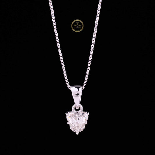 Antique Geometric Cut Moissanite Diamond Solitaire Pendant Fine Box Chain