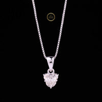 Antique Geometric Cut Lab Grown Diamond Solitaire Pendant Fine Box Chain