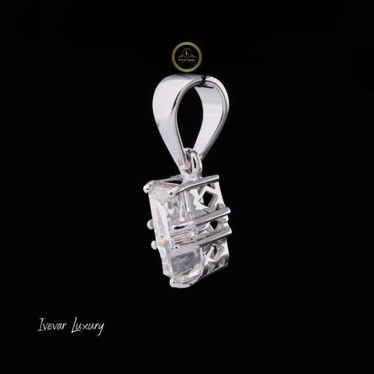 Antique Custom Cut Moissanite Diamond Pendant With Tapered Bail Box Chain