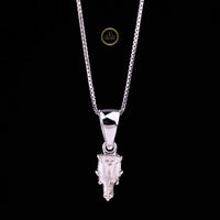 Antique Custom Cut Moissanite Diamond Pendant With Tapered Bail Box Chain