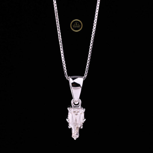 Antique Custom Cut Lab Grown Diamond Pendant With Tapered Bail Box Chain