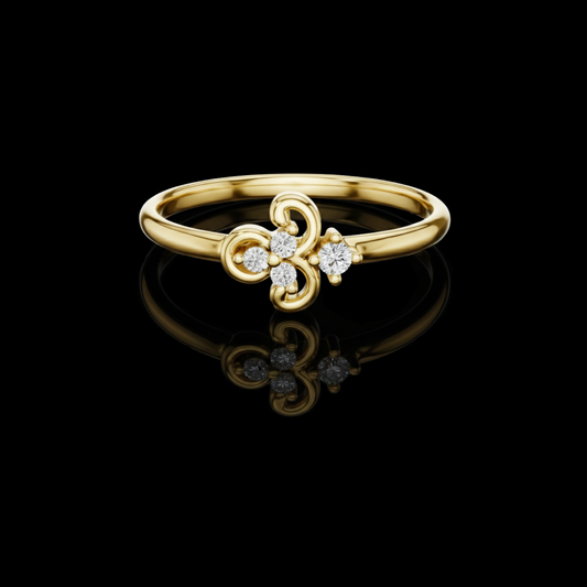0.042 TCW Exquisite Floral Lab Grown Round Cut Diamond Ring Dainty Luxury Jewelry