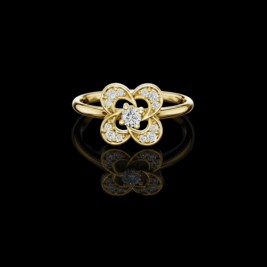 Floral Brilliant Round Moissanite Diamond Ring For Women