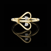 0.05 TCW Elegant Dual Swirl Ring with Twin Round Lab Grown Diamonds Delicate Minimalist Jewelry