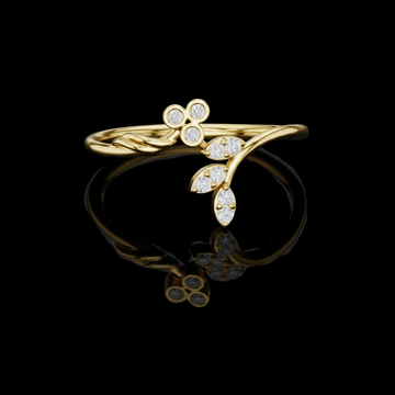 0.09 TCW Floral-Inspired Leaf Ring in Moissanite Diamonds Nature Jewelry Masterpiece