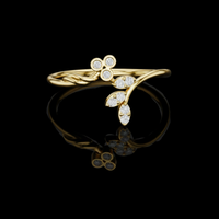 Nature Leaf Motif Moissanite Diamond Minimal Ring