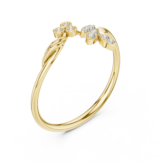 Nature Leaf Motif Moissanite Diamond Minimal Ring