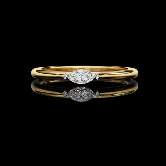 0.10 TCW Majesty Moissanite Diamond Solitaire Ring in Marquise Cut By Ivevar For Special Occasion
