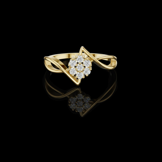 0.12 TCW Infinity Bloom Lab Grown Diamond Cluster Ring with Twisted Open Band Design