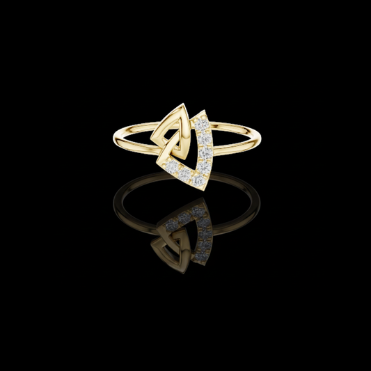 Triangle Pave Moissanite Diamond Interlocking Ring