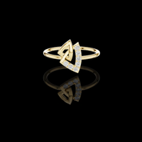 0.13 TCW Modern Luxury Open Lab Grown Ring with Interlocking Geometric Shapes and Pave Diamonds