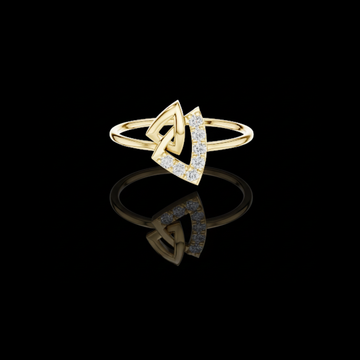 0.13 TCW Modern Luxury Open Lab Grown Ring with Interlocking Geometric Shapes and Pave Diamonds