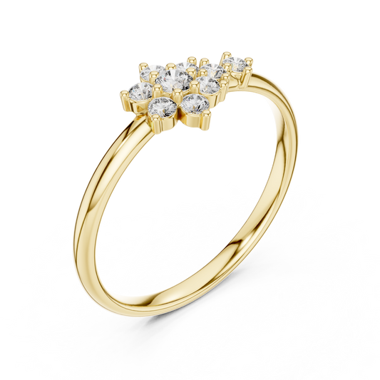 Round Moissanite Diamond Brilliant Floral Cluster Ring
