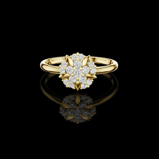 0.18 TCW Luxurious Ring with an Intricate Multi Layered Floral Moissanite Diamond Design