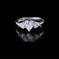 Three Stone Heart Cut Moissanite Wedding Ring For Her