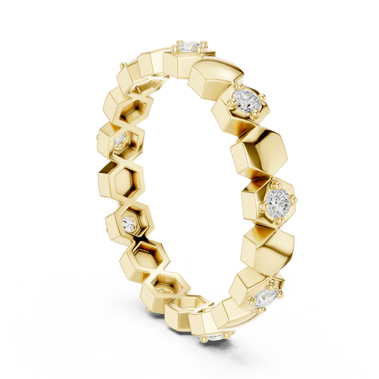 Hexagon Bezel Set Lab Grown Diamond Eternity Band Ring