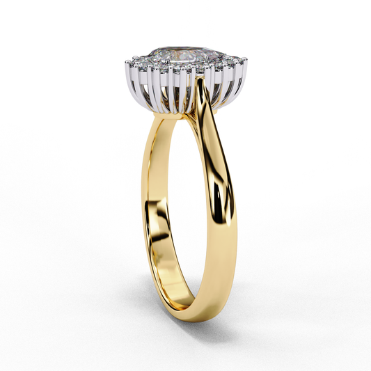 Pear Halo Lab Grown Diamond Cathedral Ring