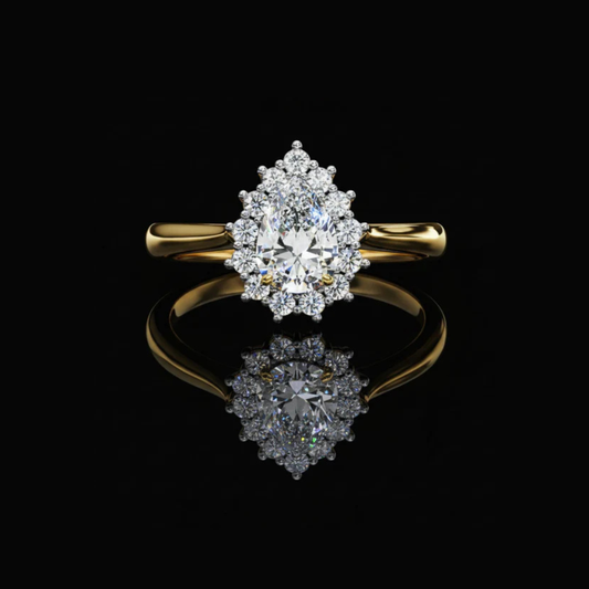 Pear Halo Lab Grown Diamond Cathedral Ring
