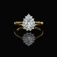 Pear Halo Moissanite Ring with Floral Band