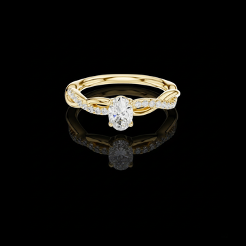 0.36 CT Oval Cut Moissanite Diamond Twist Braided Engagement Ring with Sparkling Pave Accented Band