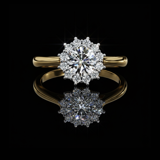 Round Halo Lab Grown Diamond Infinity Twist Ring
