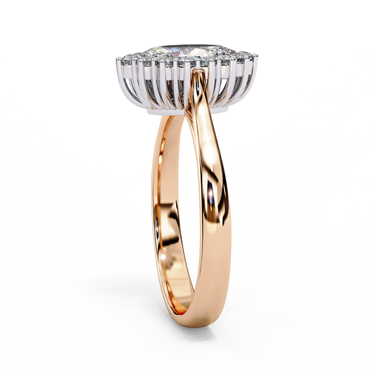 Marquise Cut Halo Lab Grown Diamond Ring