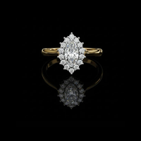 0.47 CT Exquisite Solid Gold Halo Lab Grown Marquise Cut Diamond Ring Gift For Special Occasion
