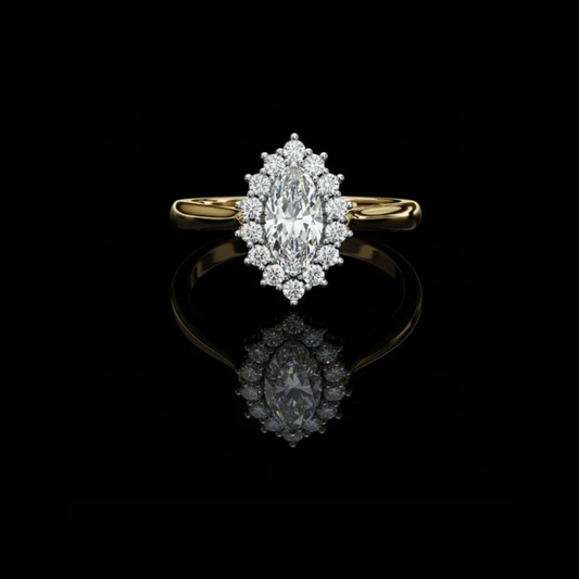 Marquise Cut Halo Lab Grown Diamond Ring