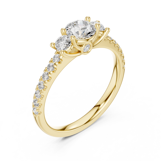 Pave Setting Round Cut Moissanite Diamond Engagement Ring