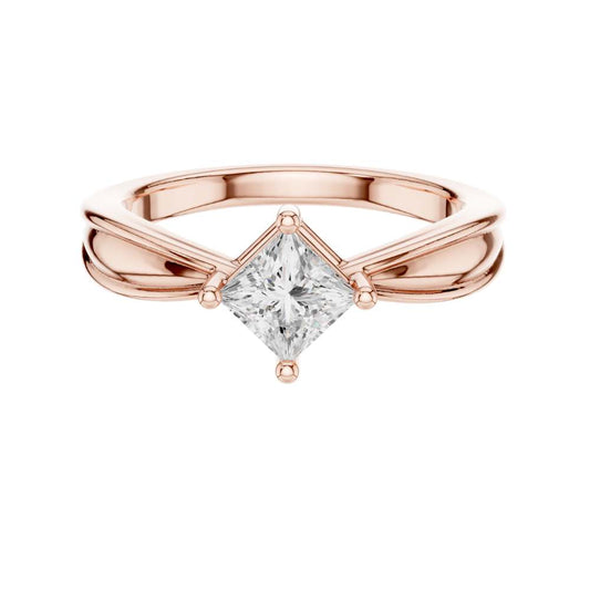 Princess Cut Split Shank Moissanite Diamond Solitaire Engagement Ring