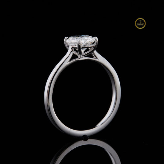 Princess Cut Moissanite Diamond Solitaire Engagement Ring With Cathedral Setting