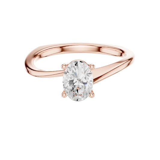 Pave Oval Cut Moissanite Diamond Solitaire Engagement Ring