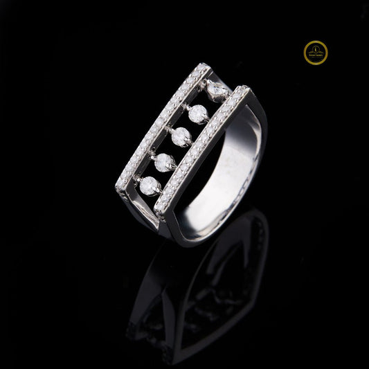 Round Cut Open Frame Floating Lab Grown Diamond Statement Band Ring