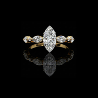 0.82 CT Elegant Marquise Cut Moissanite Diamond Ring with Side Stones Fine Jewelry for Her