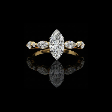 0.82 CT Elegant Marquise Cut Moissanite Diamond Ring with Side Stones Fine Jewelry for Her