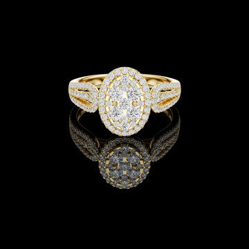 0.82 TCW Cluster Lab Grown Diamond Ring in Radiant with Double Halo & Split Shank Detailing
