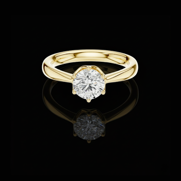 0.9 TCW Luxury Solitaire Ring with Brilliant Round Center Moissanite Diamond Six Prong Luxury Design For Her
