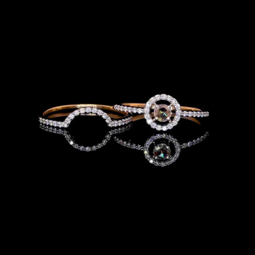 0.90 CT Exclusive Rose Gold Lab Grown Round Cut Diamond Double Band Wedding Ring Gift