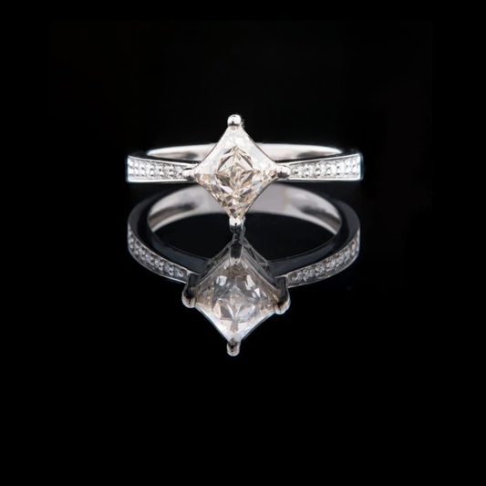 Princess Cut Lab Grown Solitaire Ring with Pave Band