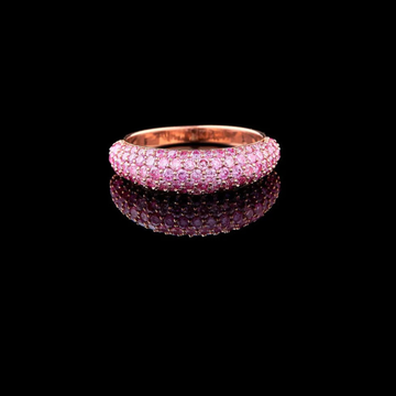 0.90 TCW Sophisticated Fancy Vivid Pink Rose Gold in Round Cut Lab Diamond Wedding Ring for Brides