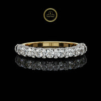 Round Cut Shared Prong Lab Grown Half Eternity Band Wedding Ring