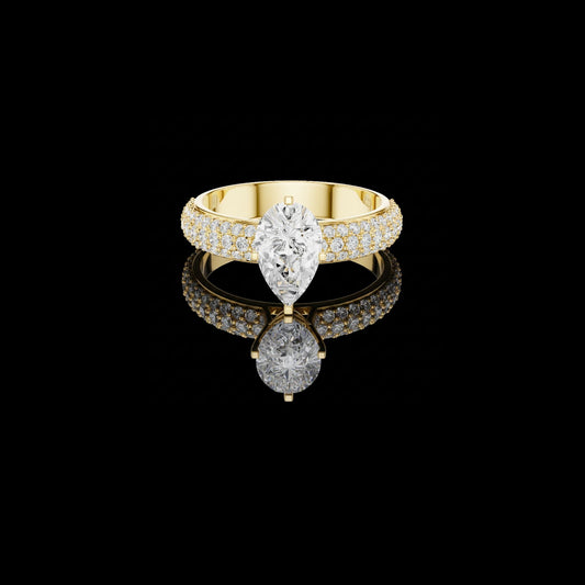 1.00 CT Gorgeous Moissanite Pear Cut Ring For Bridal Look