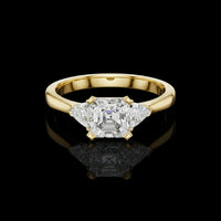 Lab Grown Asscher Cut Three Stone Ring With Trillion