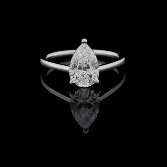 1.00 TCW Exclusive Pear Lab Grown Diamond Ring Featuring a Brilliant Center Stone and Modern Slim Band