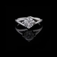 Round Cut Lab Grown Solitaire Twisted Bypass Engagement Ring