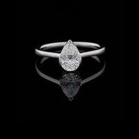 Pear Cut Solitaire Moisssanite Engagement Ring with Cathedral Basket