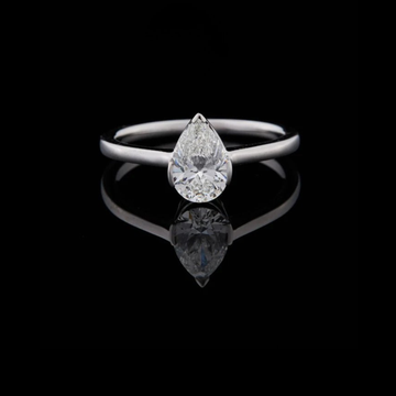 Pear Cut Solitaire Moisssanite Engagement Ring with Cathedral Basket
