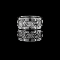 1.00 TCW Luxury Wide White Gold Lab Diamond Band Featuring Industrial Inspired Gear Detailing